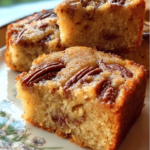 Freshly baked honey butter sweet Alabama pecan bread on rustic table