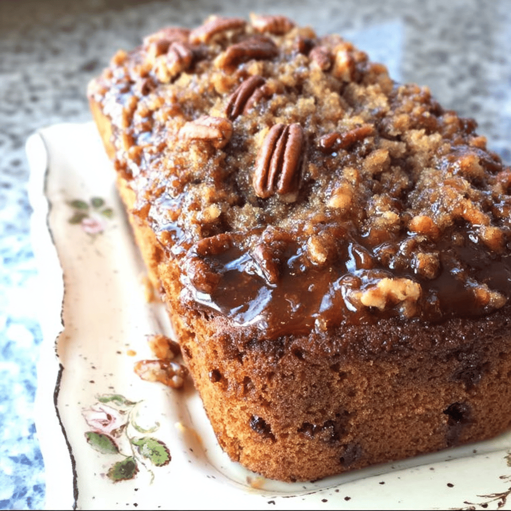 Sliced pecan bread served