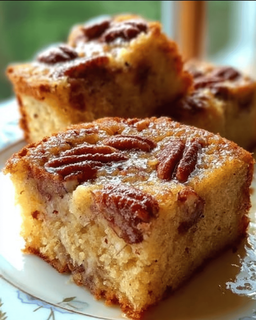 licing honey butter sweet Alabama pecan bread with steam rising